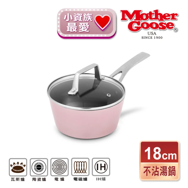 【MotherGoose 鵝媽媽】FancyPan 粉品IH導磁不沾湯鍋18cm