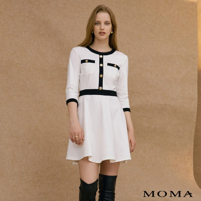 MOMA【MOMA】撞色小香風洋裝(白色)