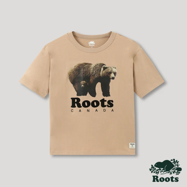 【Roots】Roots 女裝- 尋常生活系列 動物照片寬短袖 T 恤(奶茶色)