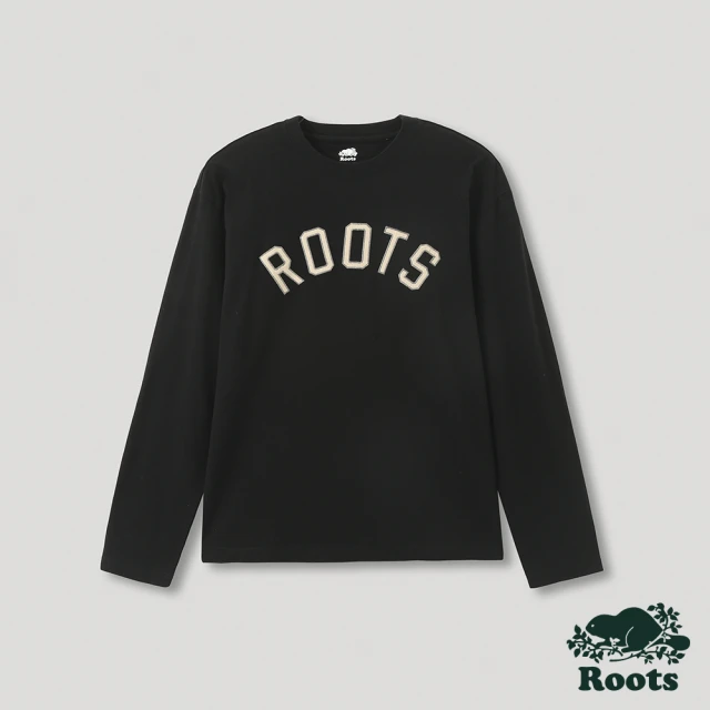 Roots【Roots】Roots 中性- 運動派對系列 品牌文字長袖T恤(黑色)