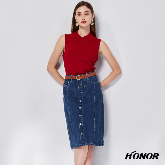 HONOR 山形屋【HONOR 山形屋】修身排釦牛仔裙