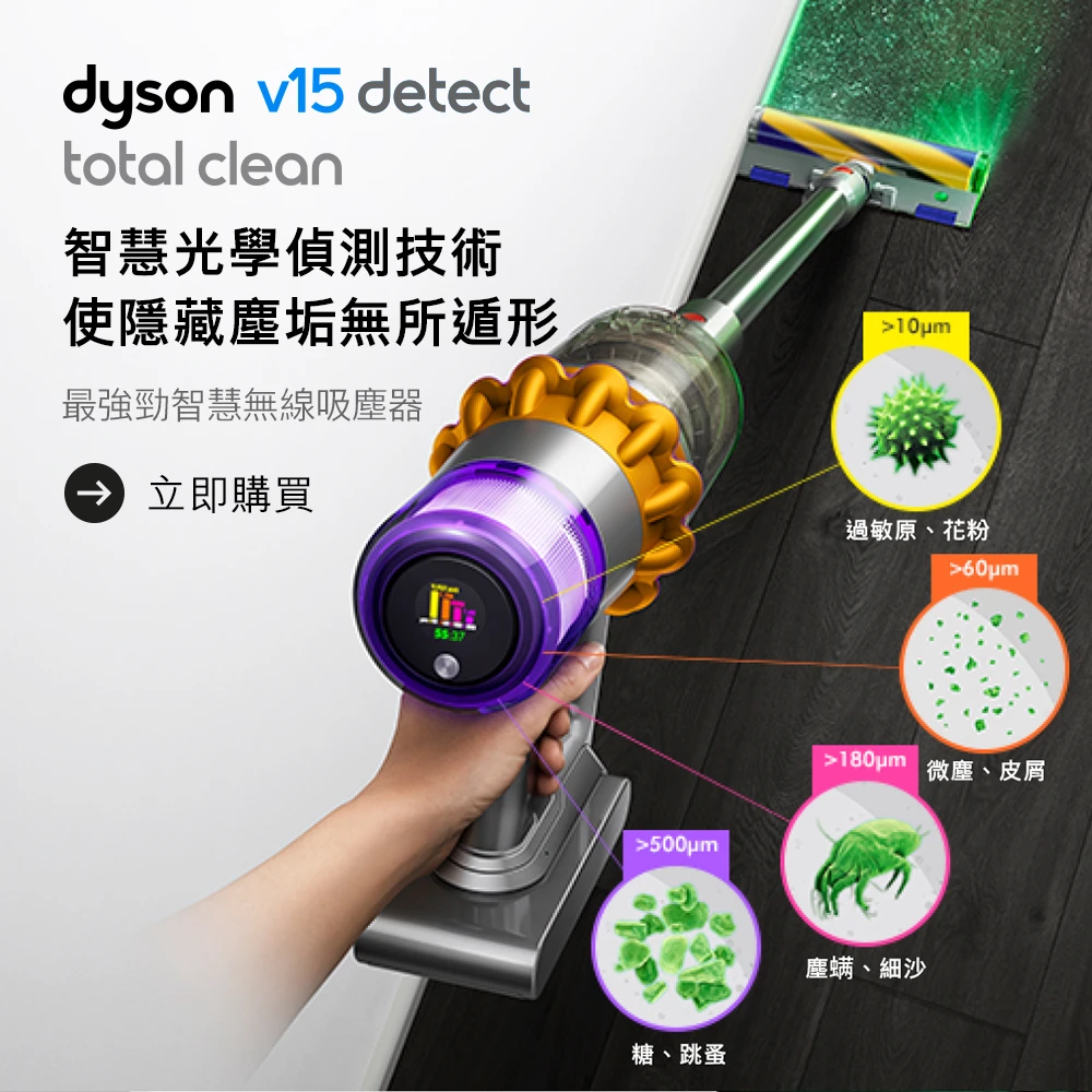 V15 Detect Total Clean SV22 強勁智慧吸塵器 光學偵測 雙主吸頭旗艦款(新品上市 頂級旗艦)