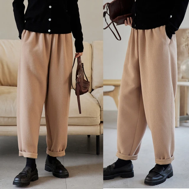【設計所在】獨家高端限量系列 40S高端肌理空氣棉寬鬆休閒哈倫褲 K220736(S-L可選)