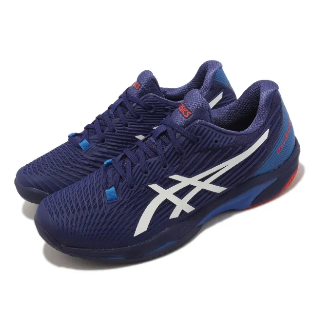 【asics 亞瑟士】網球鞋 Solution Speed FF 2 男鞋 深藍 亞洲大師賽配色 穩定 運動鞋 亞瑟士(1041A182401)