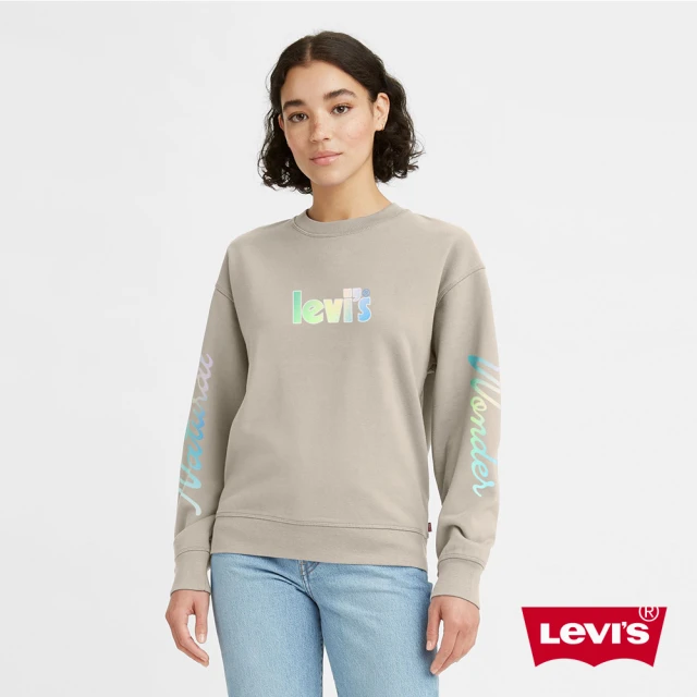 【LEVIS】女款 寬鬆版大學T / 漸層Logo 熱賣單品