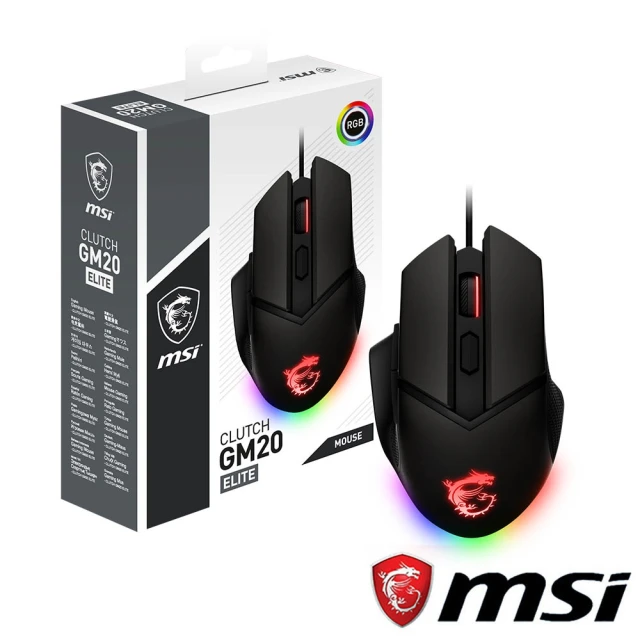 【MSI 微星超值組】CLUTCH GM20 ELITE RGB電競滑鼠+GD60 RGB滑鼠墊