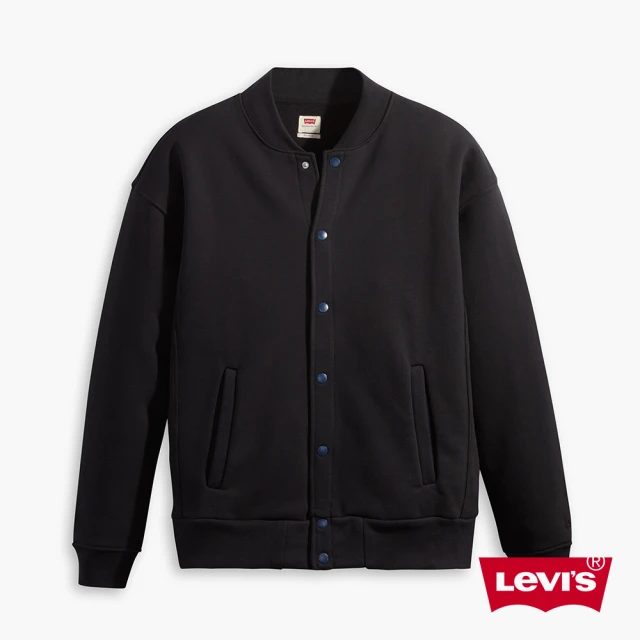 【LEVIS】男款 重磅簡約開襟衫 / 寬鬆版型 / 600GSM厚棉 魚子黑 人氣新品