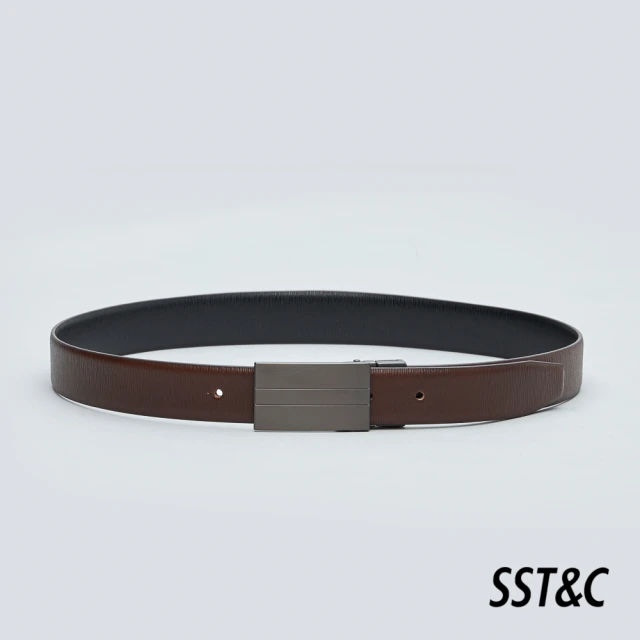 SST&C【SST&C 新品上市】深棕&黑色後轉版釦皮帶1712209007