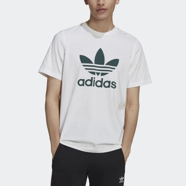 adidas 愛迪達【adidas 愛迪達】Trefoil T-shirt 男 短袖 上衣 T恤 運動 休閒 國際版 棉質 白綠(HK5227)