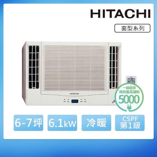 【HITACHI 日立】6-7坪變頻雙吹式冷暖窗型冷氣(RA-61NV)