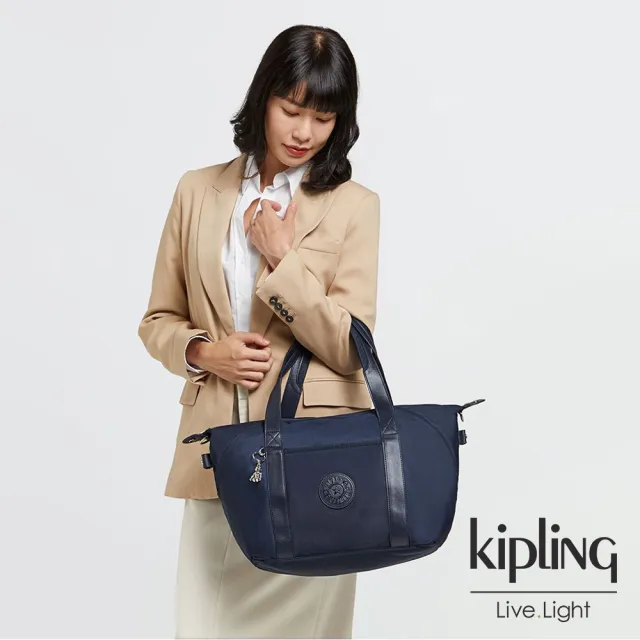 【KIPLING官方旗艦館】質感沉穩藍手提側背包-ART