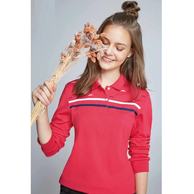 SPAR【SPAR】PK雙棉吸排女版長袖POLO衫(S196306珊瑚紅)