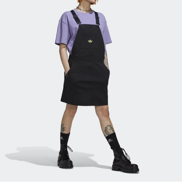 【adidas 愛迪達】Dungaree Dress 女 連身吊帶裙 國際版 運動 休閒 工業風 時髦 有型 黑(HB9458)