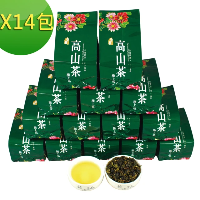 【龍源茶品】梨山味醇茗香烏龍茶葉14包組(150g/包-共3.5斤;附提袋;生青茶;無焙火;微發酵)