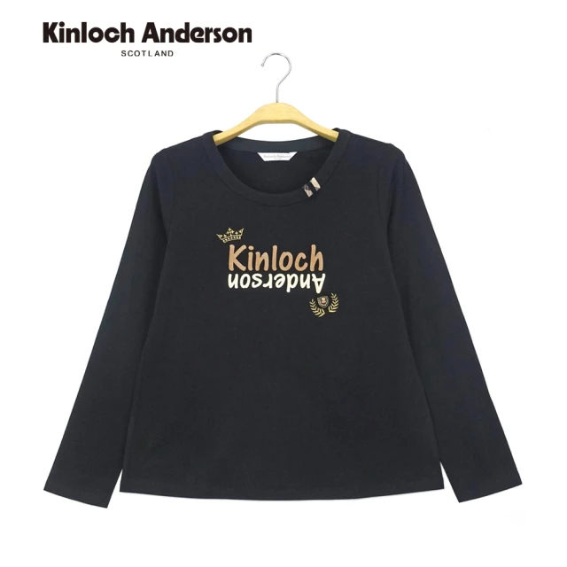 【Kinloch Anderson】金安德森女裝 圖領翻轉印花飾絆長袖上衣T恤(黑)