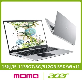 【Acer 宏碁】A315-58-59QH 15吋 超值文書筆電(i5-1135G7/8G/512GB SSD/Win11)