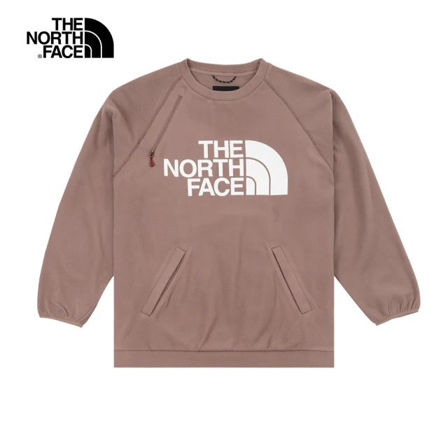 The North Face【The North Face】北面UE男款灰褐色透氣網布拼接抓絨長袖上衣｜7WBCEFU