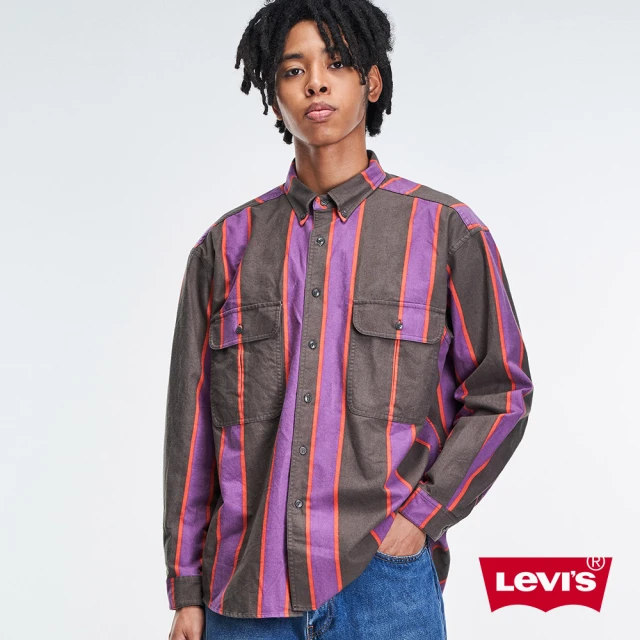 LEVIS【LEVIS】滑板系列 男款 寬鬆版工裝襯衫 / 加固耐磨工藝 / 派對條紋 人氣新品