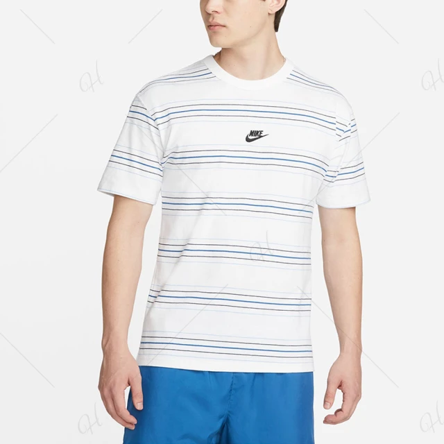 【NIKE 耐吉】上衣 男款 短袖上衣 運動 AS M NSW PRM ESNTL SUST STRP T 灰白 DQ1117-100