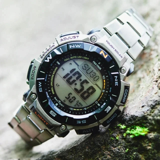 【CASIO 卡西歐】戶外裝備太陽能電子錶/銀51.7mm(PRG-340T-7)