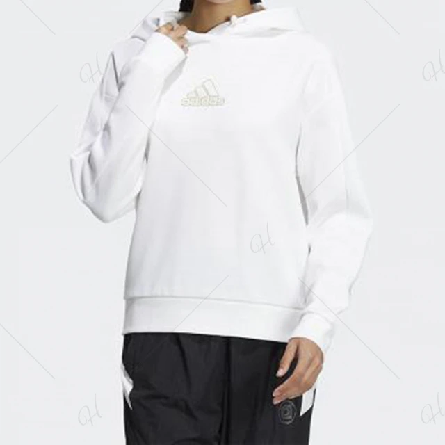 adidas 愛迪達【adidas 愛迪達】上衣 女款 長袖上衣 大學T 運動 UST HOOD OCT T2 白 HR2596