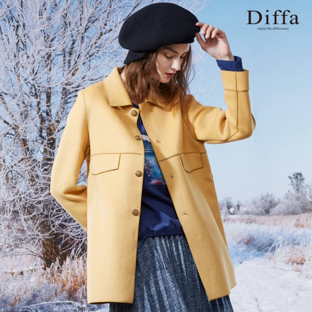 【Diffa】長版羊毛大衣-女
