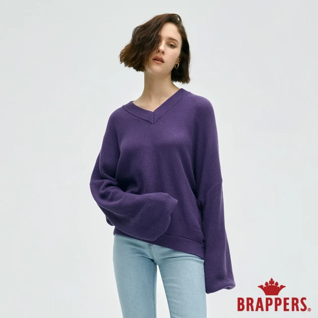 BRAPPERS【BRAPPERS】女款 典雅V領拋袖線衫(紫)