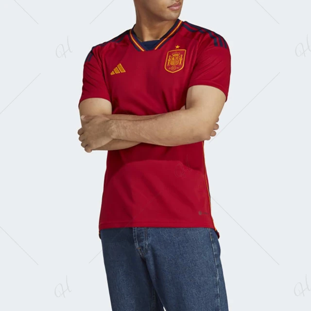 【adidas 愛迪達】上衣 男款 短袖上衣 運動 世足賽 西班牙國家隊主場球衣 FEF H JSY 紅 HL1970