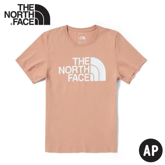 【The North Face】女 LOGO短袖上衣《咖粉》4U8K/排汗快乾/運動衣/圓領衣/休閒衣(悠遊山水)