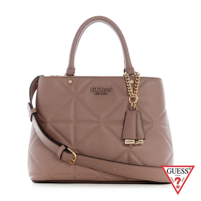【GUESS】女包-秋氛氣息菱格吊牌手提肩背包-粉(QP865606RWO)