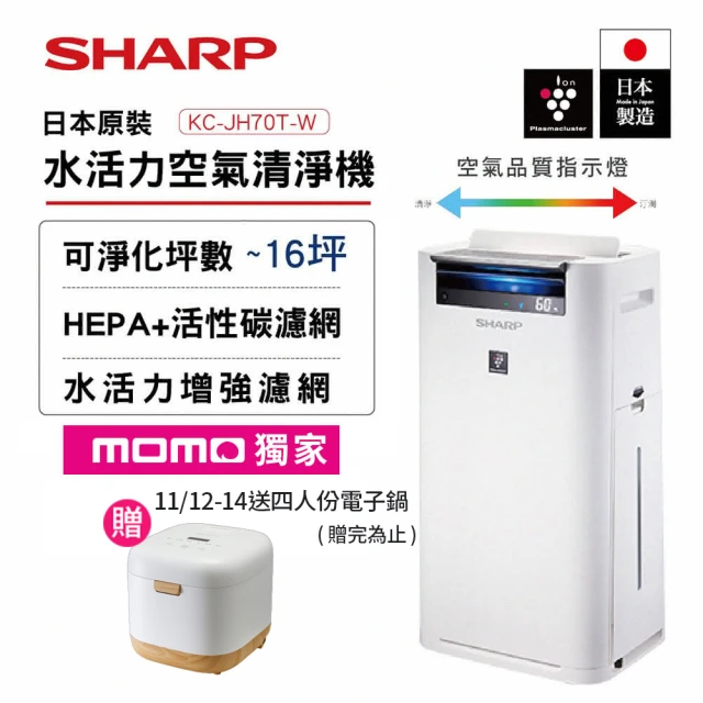 【SHARP 夏普】16坪自動除菌離子水活力空氣清淨機
