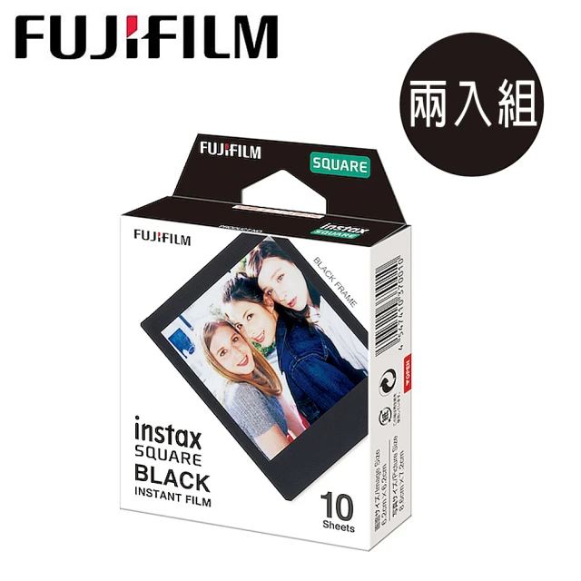 【FUJIFILM 富士】拍立得底片-黑邊方型 BLACK(2入組)