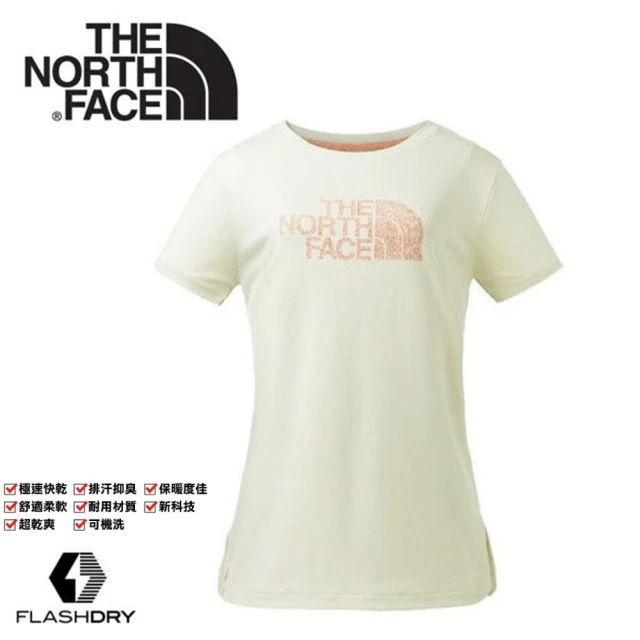 The North Face【The North Face】女 FlashDry短袖圓領快排衫《米白》3GCG/排汗衣/運動短袖/圓領T恤(悠遊山水)