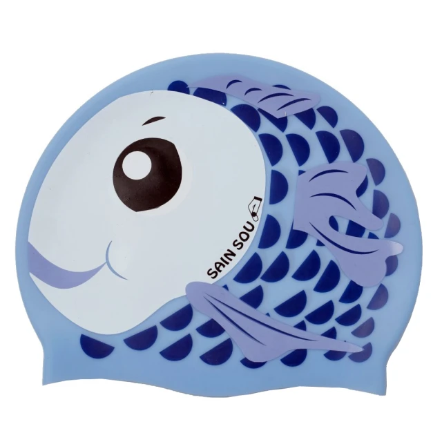 【聖手牌】飛魚造型水藍兒童矽膠泳帽(兒童泳帽)