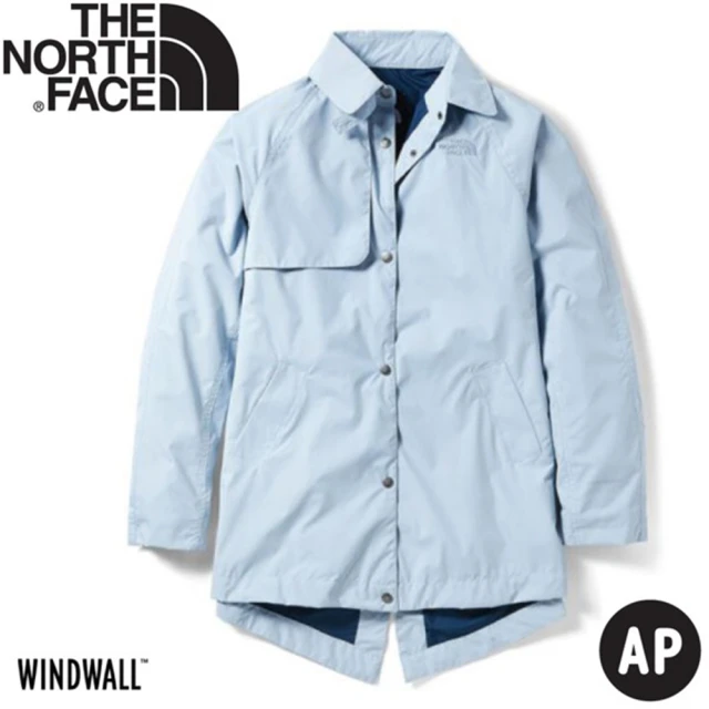 The North Face【The North Face】女 長版防風夾克《淡藍》497Z/防潑水/防風外套/風衣(悠遊山水)