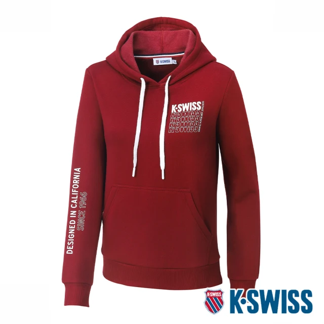 K-SWISS【K-SWISS】刷毛連帽上衣 Fleece Hoodie-女-紅(197271-656)