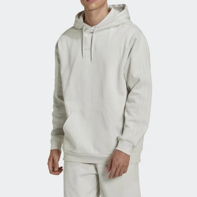 adidas 愛迪達【adidas 愛迪達】Ess Logo Hoodie 男 連帽上衣 運動 休閒 寬鬆 柔軟 袋鼠口袋 帽T 米(HK2725)