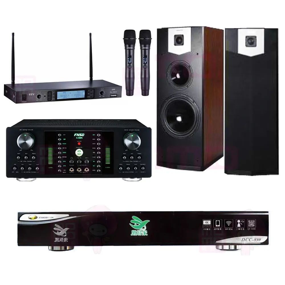 【點將家】點歌機4TB+擴大機+無線麥克風+喇叭(DCC-899+FNSD A-300N+TR-5600+SUGAR SK-500V)