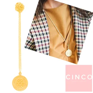 【CINCO】葡萄牙精品 Maria necklace 24K金硬幣項鍊 經典圖騰款(925純銀)