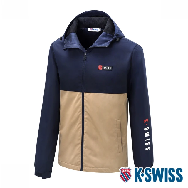 【K-SWISS】刷毛防風外套 RT Windbreaker-男-藍/卡其(107261-492)