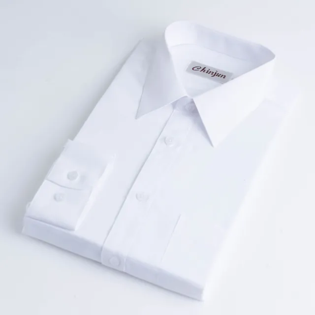 【CHINJUN】抗皺襯衫-長袖、素色白、編號：8001(商務