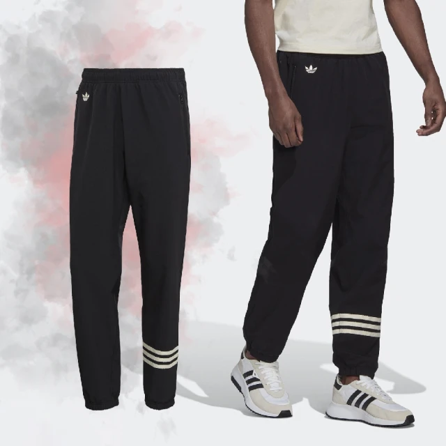 【adidas 愛迪達】褲子 Adicolor Pants 男款 黑 基本款 三線 三葉草 愛迪達 抽繩 長褲(HM1864)