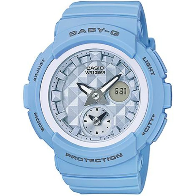 【CASIO 卡西歐】BABY-G 夏季海洋菱格雙顯腕錶(BGA-190BE-2A)