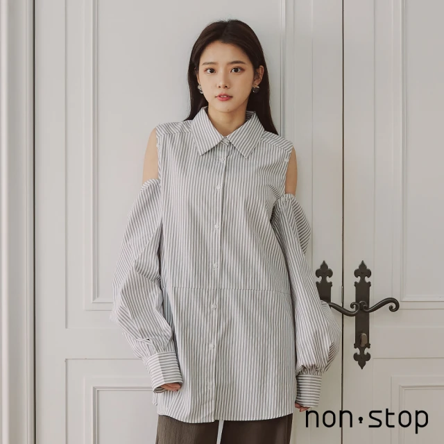 non-stop【non-stop】3way條紋長版襯衫-2色