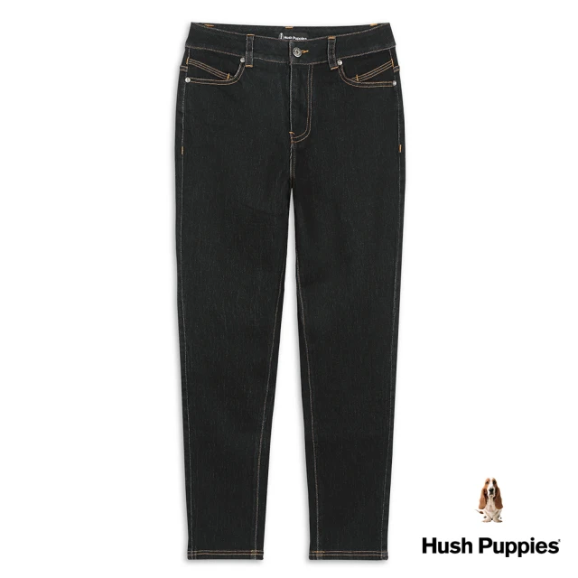 Hush Puppies【Hush Puppies】女裝百搭素面彈力牛仔直筒褲(黑色 / 24221102)