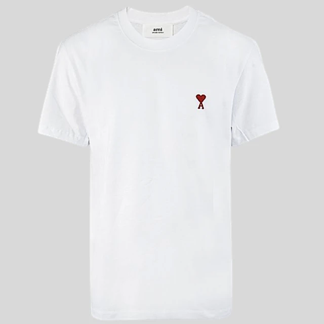 【AMI PARIS】愛心A圖騰小LOGO 短袖T恤-白色(S號、M號、L號、XL號)