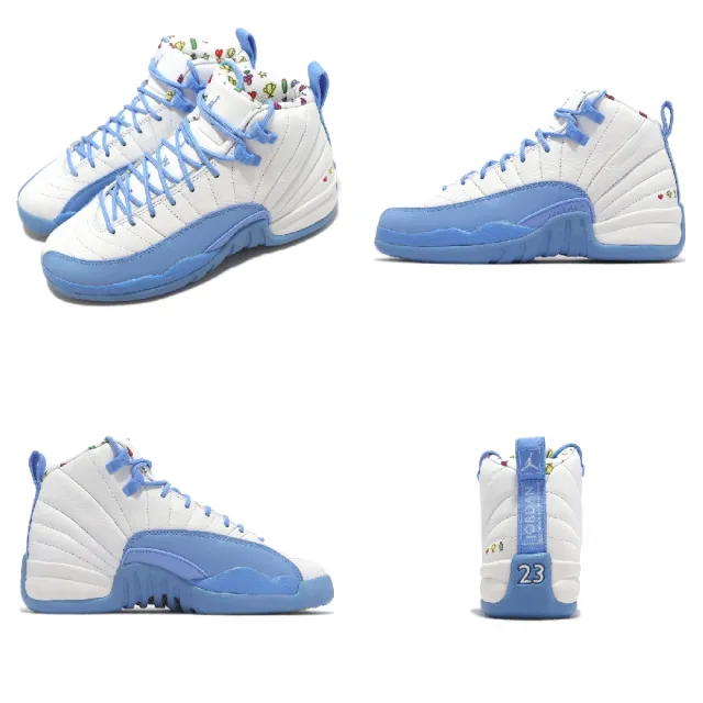 NIKE 耐吉】休閒鞋Air Jordan 12 Retro GS 大童女鞋白藍Emoji 喬丹12代