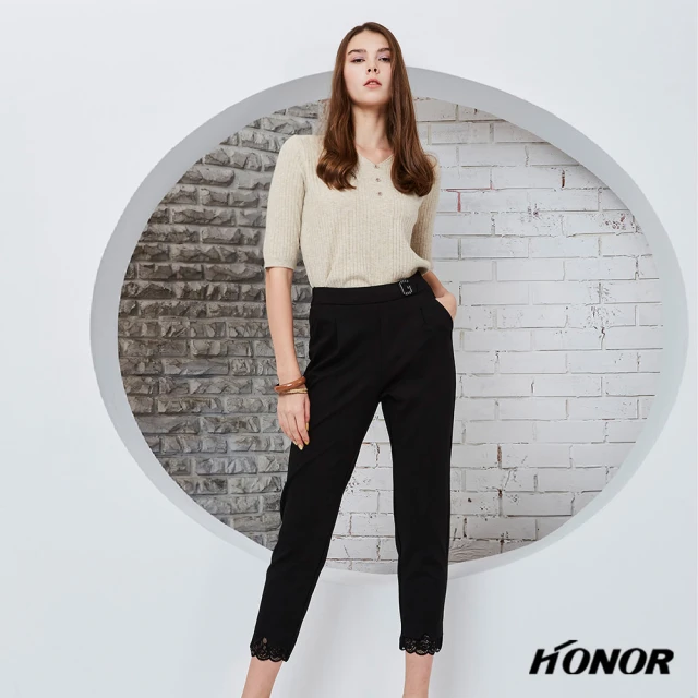 HONOR 山形屋【HONOR 山形屋】素色蕾絲九分褲