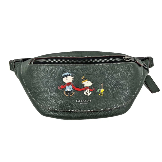 【COACH】COACH X PEANUTS 史努比 SNOOPY 荔枝皮男生胸包 腰包 單肩包