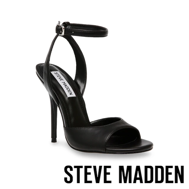 【STEVE MADDEN】HALSEY 繞踝魚口細高跟涼鞋(黑色)